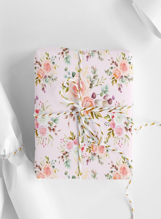 وولاين ورق تغليف هدايا من والين، ١٢ ورقة، بنقوش زهور مائية باللونين الوردي والأخضر، مطوي بشكل مسطح، ورق فني ربيعي، مثالي للأعمال اليدوية وتزيين الحفلات ومستلزمات التغليف. - Image 4